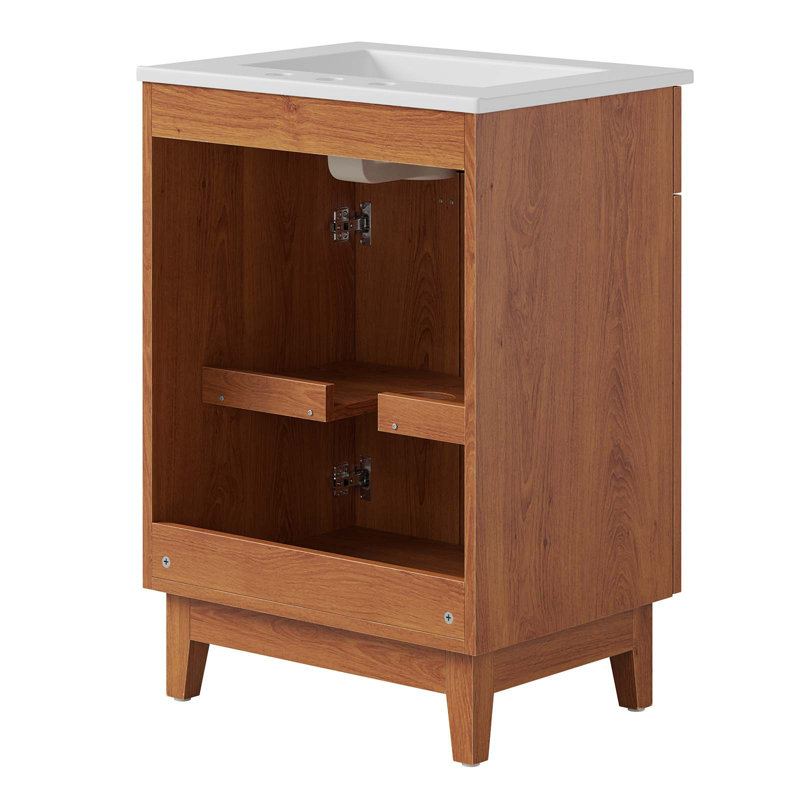 Miles 24" White Walnut Bathroom Vanity with Ceramic Sink