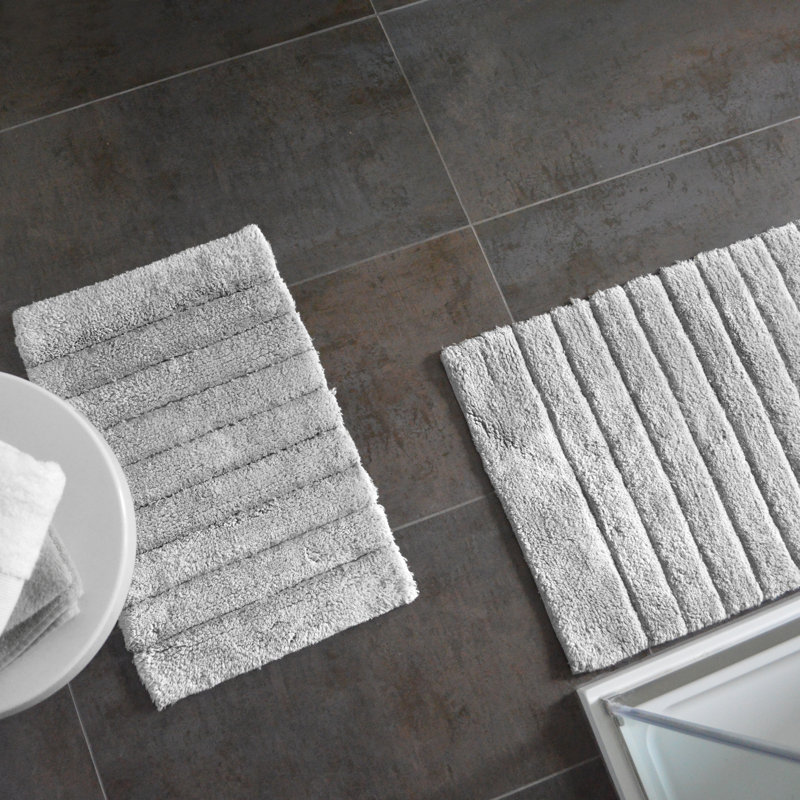 Shiwanda Ribbed Two Piece Bath Mat Set, Dove Grey