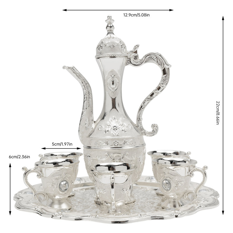 House of Hampton® Graidy Service à thé floral pour 6, Argent