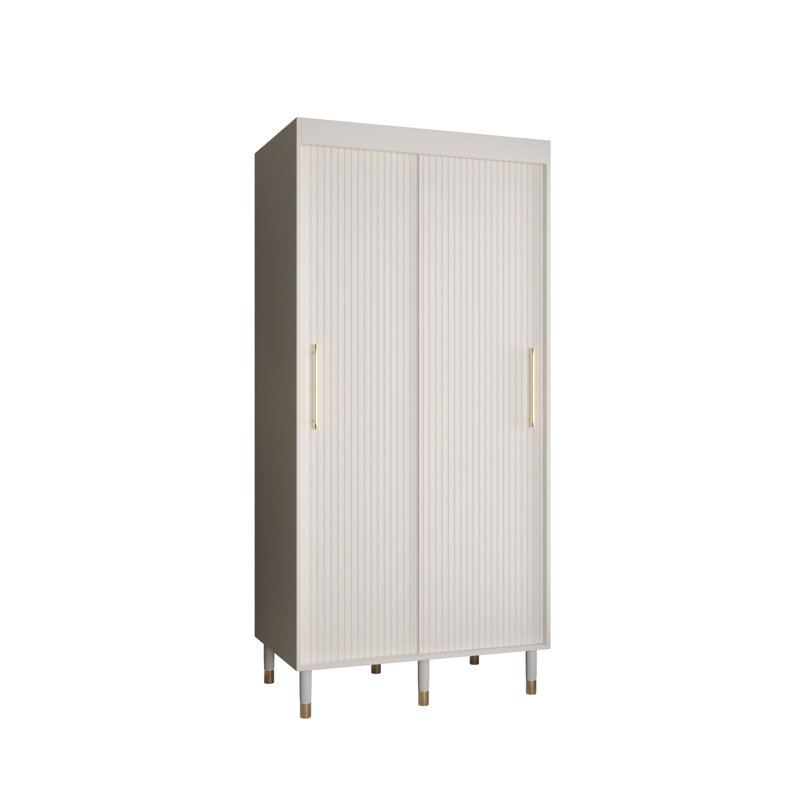 Altaf 2 Door Manufactured Wood Wardrobe, 208cm H x 100cm W x 62cm D, White Matt