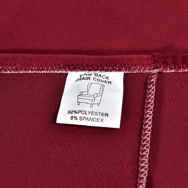 Housse pour fauteuil à oreilles extensible 2 pièces en velours doux, Vin rouge