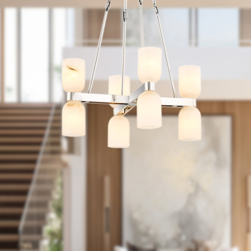 Lucian 8 - Light Chandelier, Polished Nickel/Alabaster