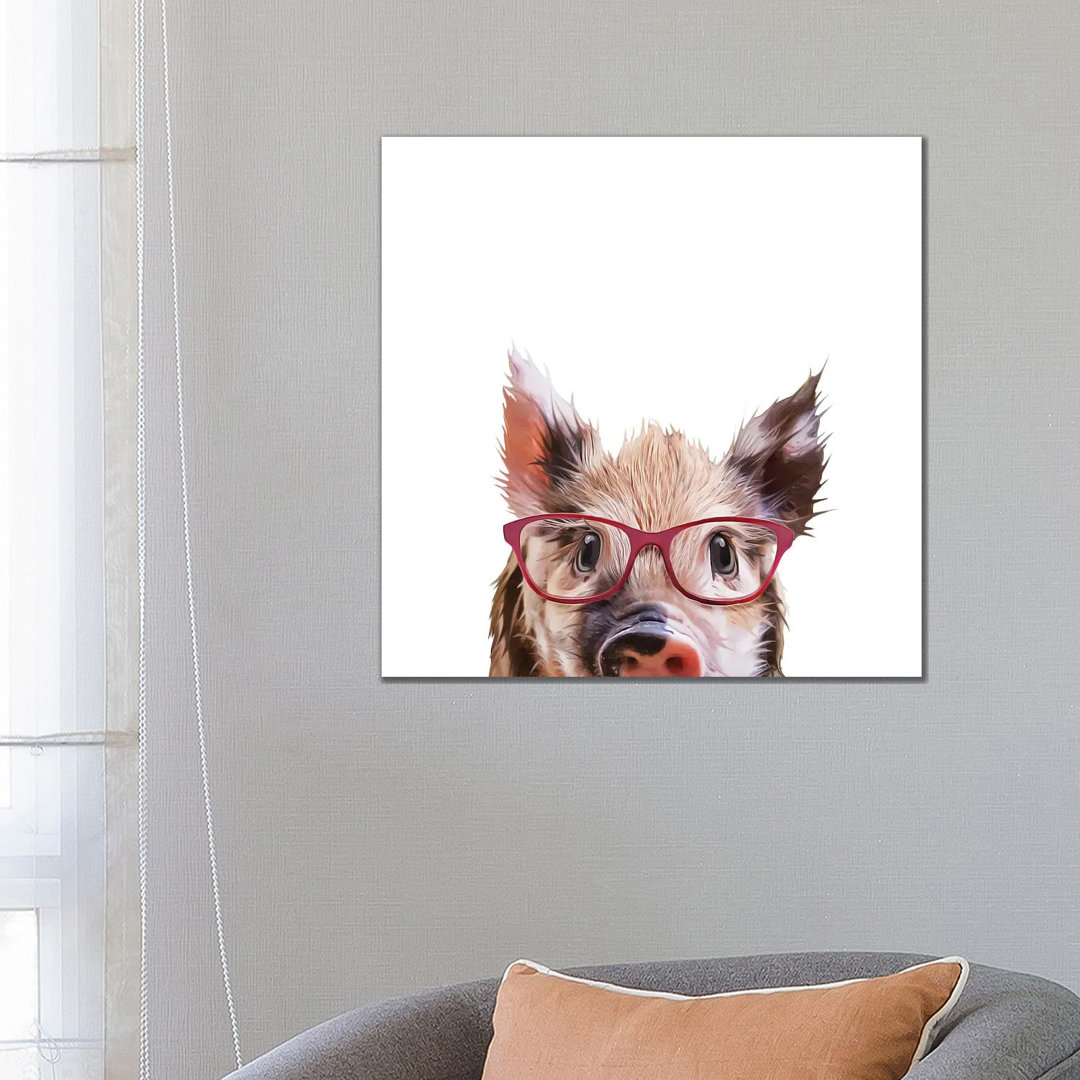 Peekaboo Pig von Kim Curinga - Galerie-verpackte Leinwand Giclée auf Leinwand