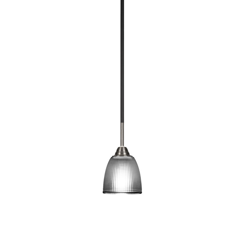 Luminaire suspendu avec tige en verre transparent Aener, Noir mat/nickel brossé