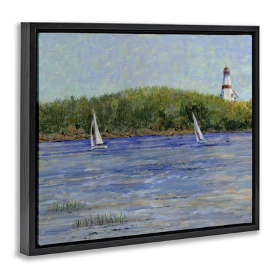 Phare et voiliers, art mural sur toile flottante, par Tim Coffey