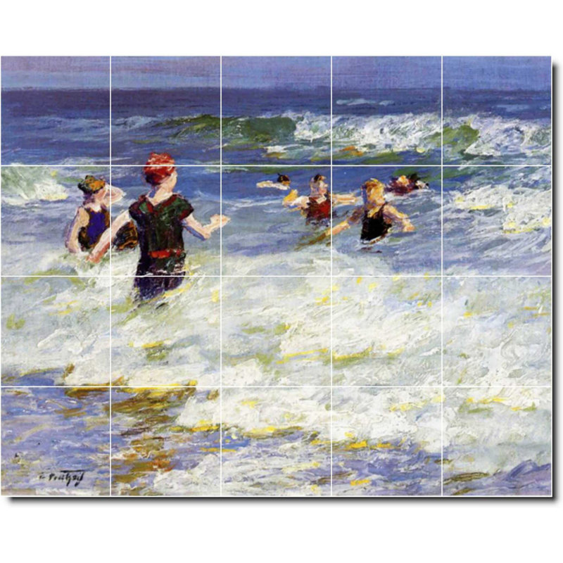 Carreau de céramique décorative 60 po x 48 po 12 po x 12 po, Bord de l'eau 06735