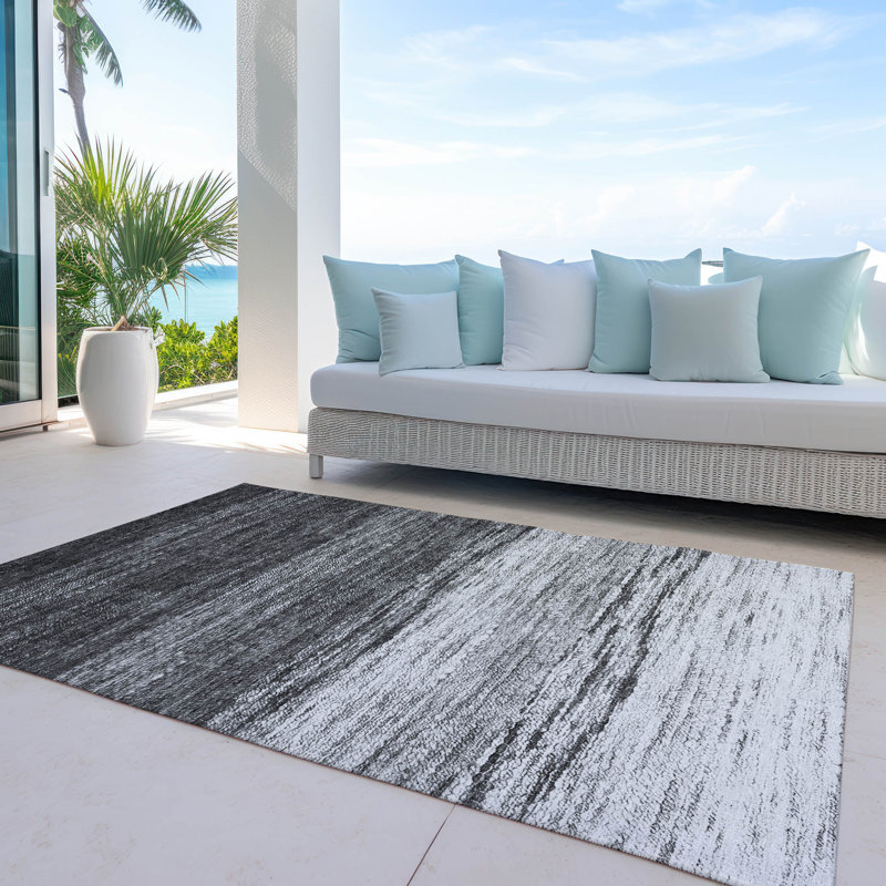 Tapis intérieur / extérieur en polyester tissé à la machine Malchow, Rectangle 2 pi 6 po x 3 pi 10 po