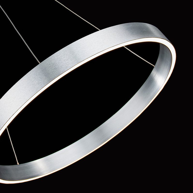 Sirius Unique Drum Dimmable LED Pendant, 1.625" H x 18.125" W x 18.125" D, Brushed Aluminum