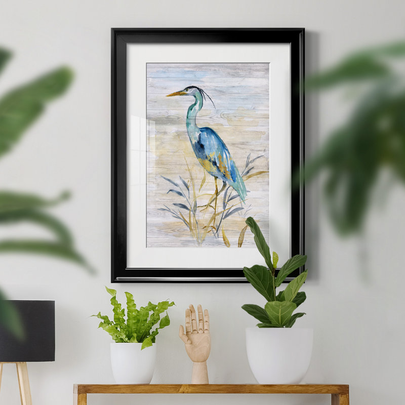 " Blue Heron II " by Nan, Black Framed, 18.5" H x 24.5" W x 1.5" D