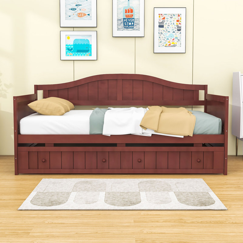 Lit de jour simple en bois avec couchette, Espresso