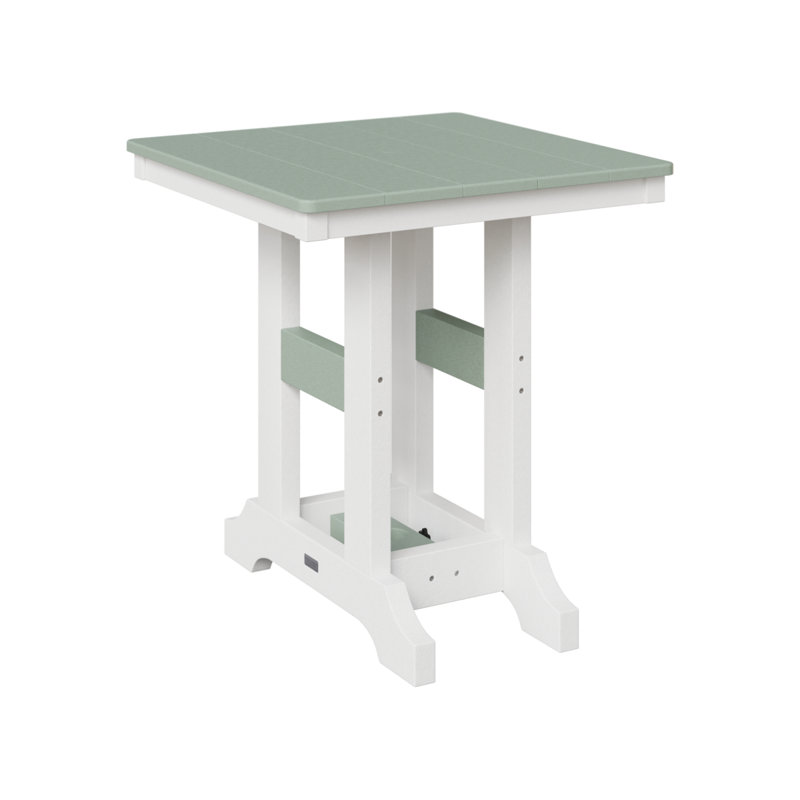 Garden Classic Outdoor Square Table, 39.5" H x 28" W x 28" D, Seafoam/White