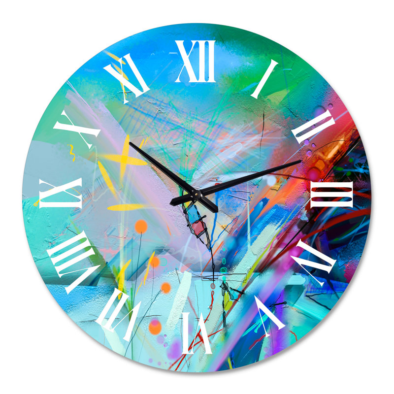 Abstrait coloré paysage marin - horloge murale moderne, Grand