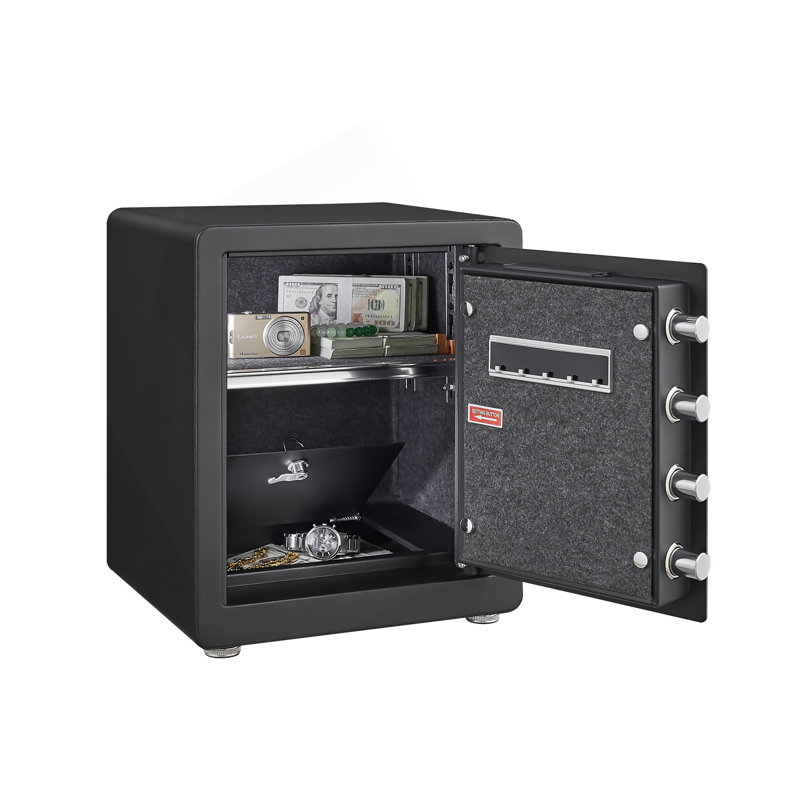 Coffre-fort de 1,52 pi³, coffre-fort pour hôtel de bureau en acier allié solide, coffre-fort numérique avec clavier électronique, clé de rechange, alerte intelligente, mode silencieux, coffre-fort anti-vol pour documents de valeur