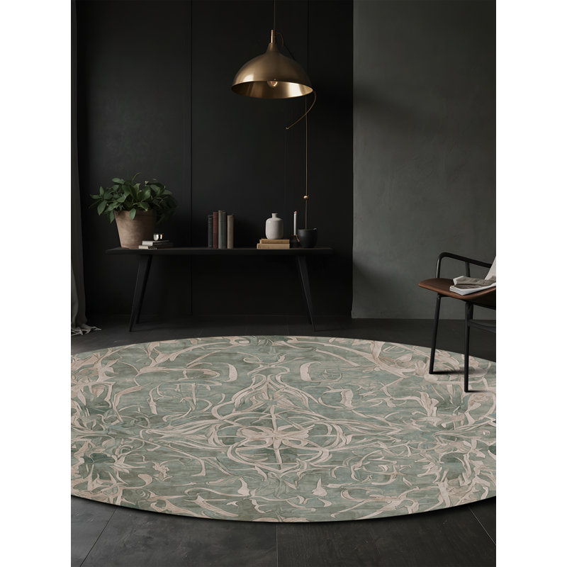 Tapis gris lavable à la machine GSIX03697, Rond 7 pi