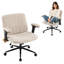 Chaise de bureau chenille pivotante rembourrée avec accoudoirs rabattables, chaise de travail réglable-124200301-124200296