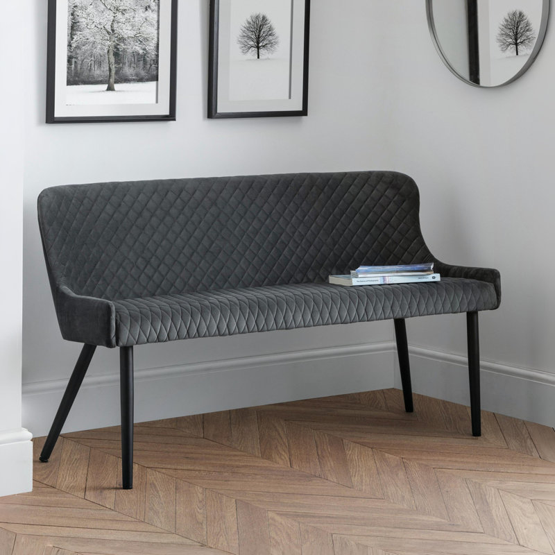 Wynnfield Velvet Upholstered Bench, Grey