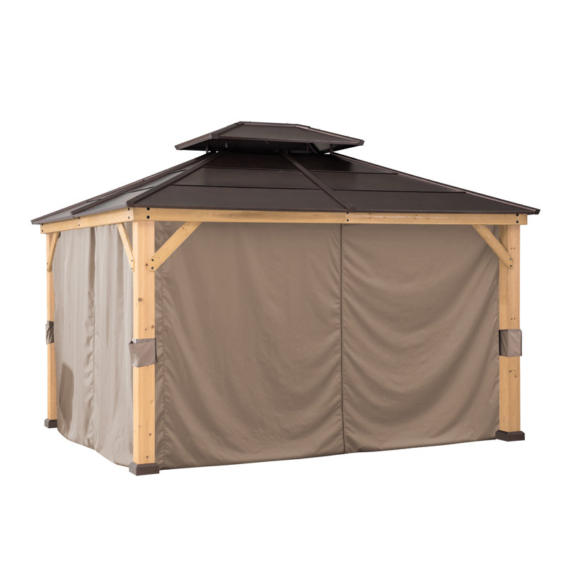Ensemble de rideau mural d'intimité à quatre côtés SUNJoy pour pavillon de jardin 15 pi x 13 pi Sunjoy, panneau de rideau en polyester résistant à l'eau et aux rayons UV pour la terrasse, le jardin et la cour arrière, comprend la quincaillerie pour l'installation