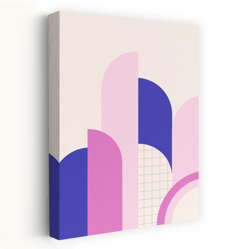 Contemporary Art Abstract Geometric Retro Landscape Nature Wall Art by Artprink - Wrapped Canvas Print