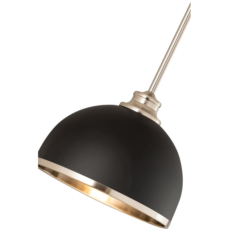 Luminaire suspendu 1 lumière Hagberg, H 10,5 po x l 10 po x P 10 po, Noir mat, Nickel brossé