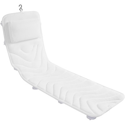 Oreiller de bain complet pour le corps de la baignoire, oreillers de bain antidérapants pour la baignoire, coussin de baignoire spa pour le repose-tête, le cou, l'épaule et le dossier, accessoires de spa de relaxation - 50 x 15 po (blanc)