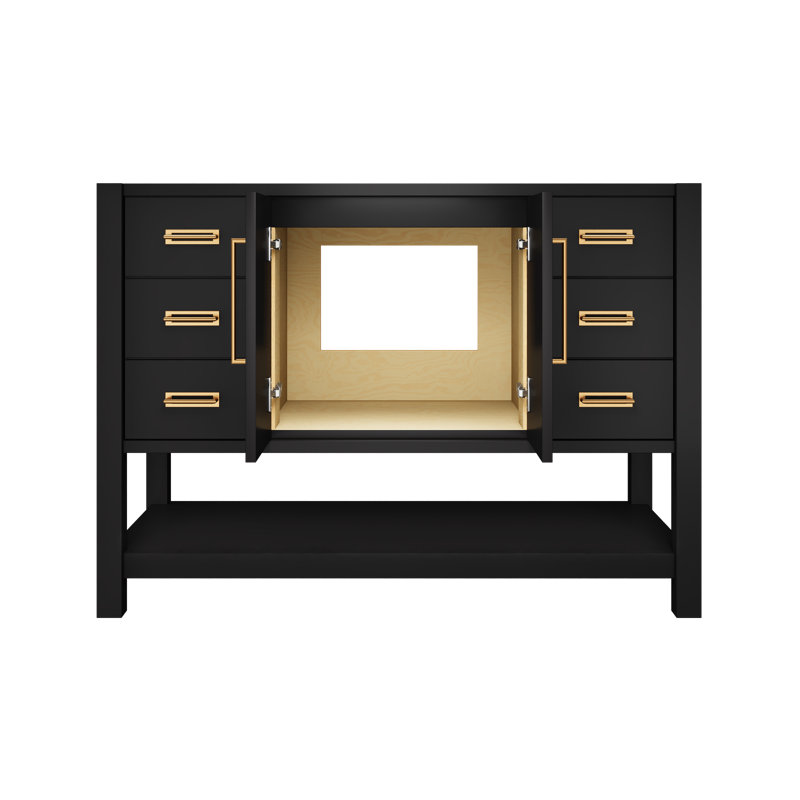Kiawah Single Extra Wide Bath Vanity, Noir, Satin Gold, 48"