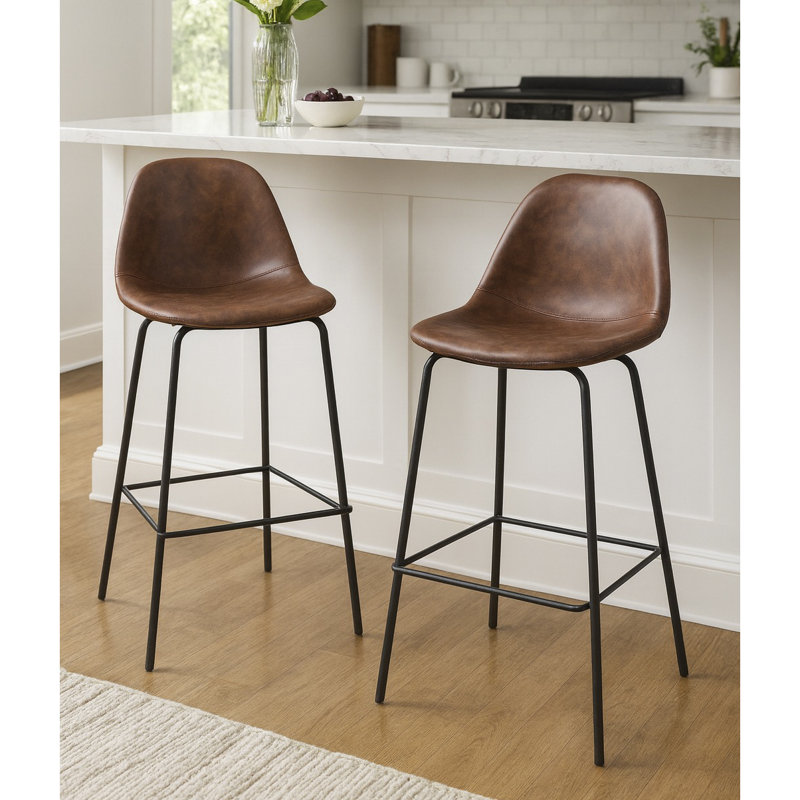 Tabouret de comptoir rembourré de 25,5 po Marrugo, Noir