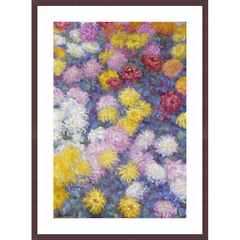 «Chrysanthemums» par Claude Monet, impression giclée encadrée, H 41,5 po x l 30,56 po