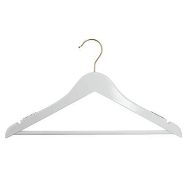 60 X WHITE WOODEN COAT HANGERS SUIT GARMENTS CLOTH WOOD HANGER TROUSER BAR