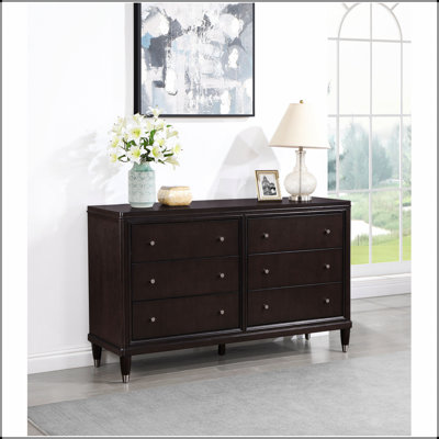 Niguel Brown 6-Drawer Dresser With Rich Wood Finish And Cedar Lining For Elegant Storage