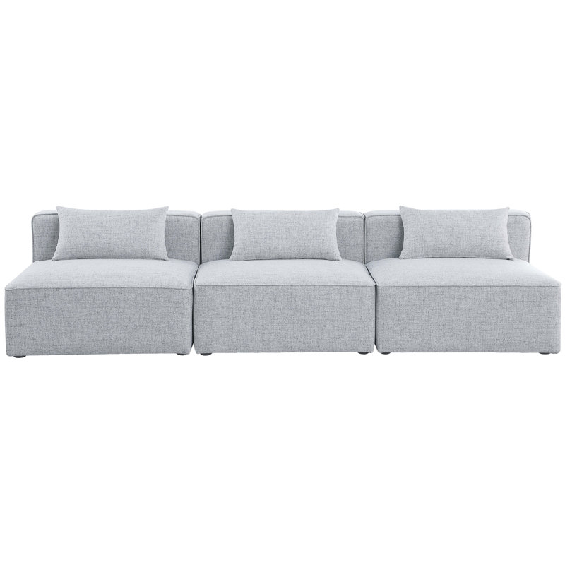 Canapé modulaire Cube, Tissu gris texturé en lin