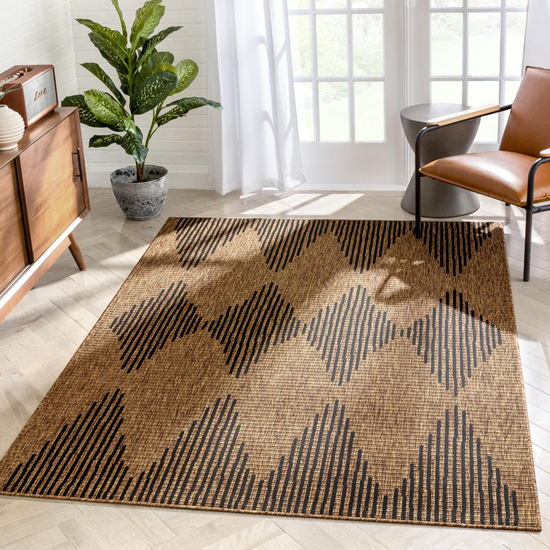 Rectangle Moroccan Synthetic Hand Woven Indoor / Outdoor Area Rug, Rectangle 120 x 160cm