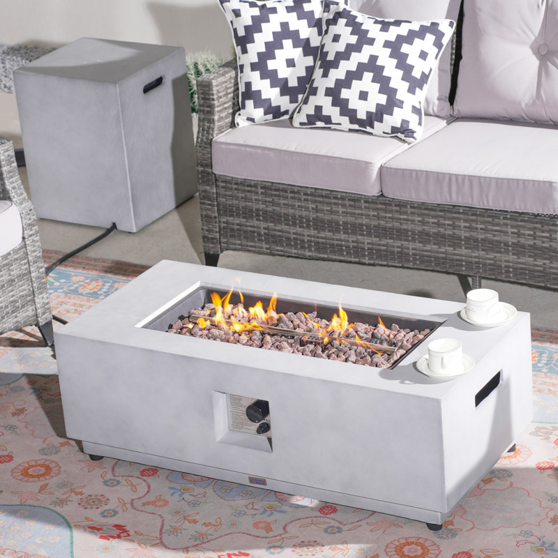Dynthe 14" H X 42" W Terrafab Propane Outdoor Fire Pit Table