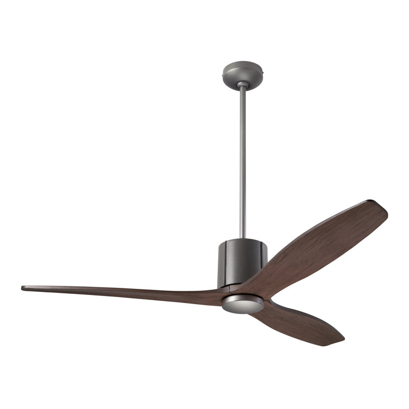 LeatherLuxe 54'' Ceiling Fan, Wall/Remote Combo Controls, Mahogany, Graphite/Gray