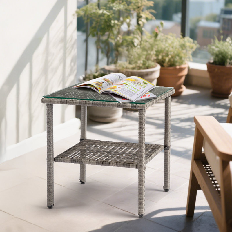 Table d'appoint de patio rectangulaire, Gris