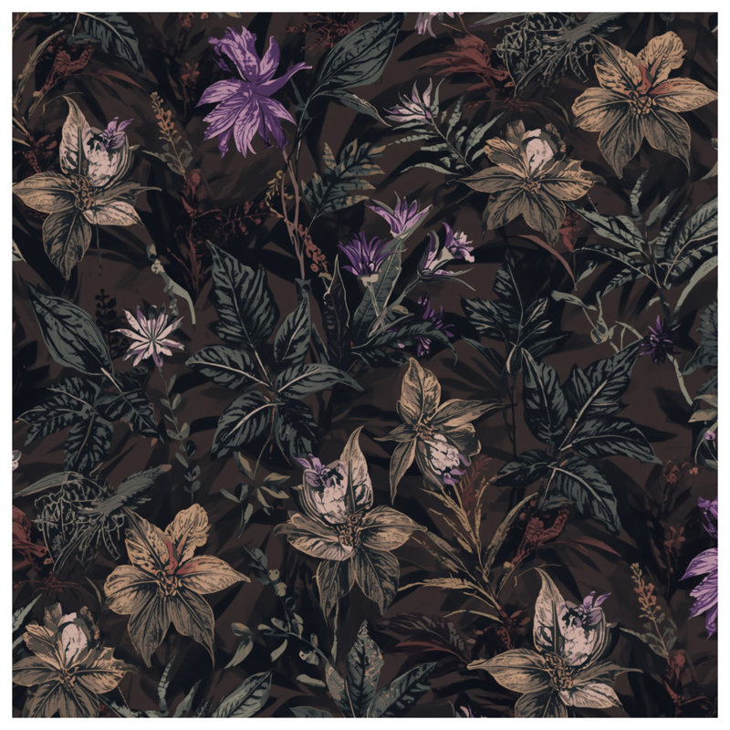 Dark Botanical Flowers Comforter, Queen