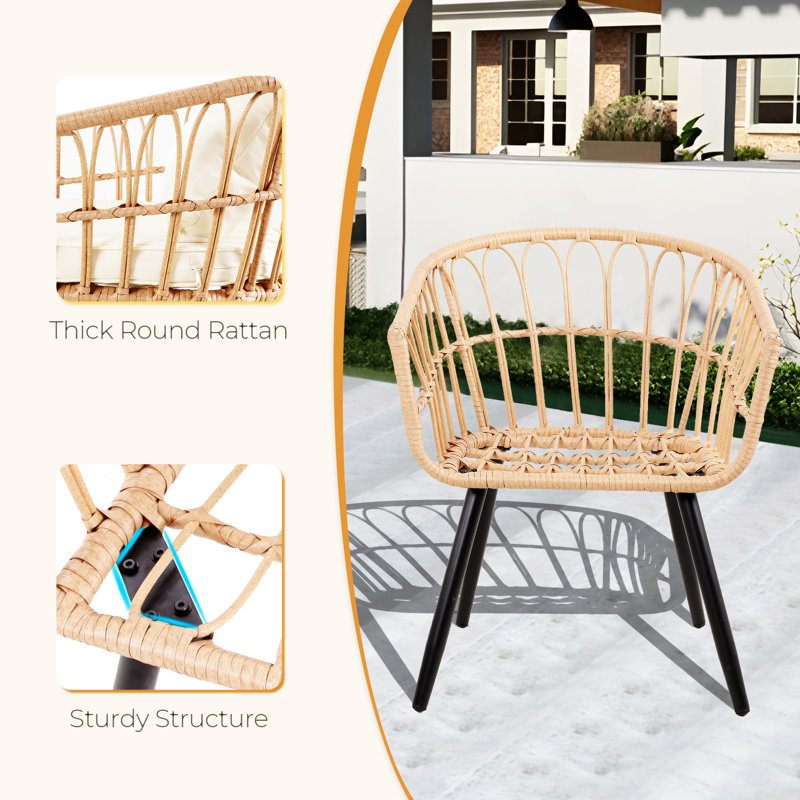Ensemble bistro 5 pièces pour patio avec repose-pieds, Brun, Blanc