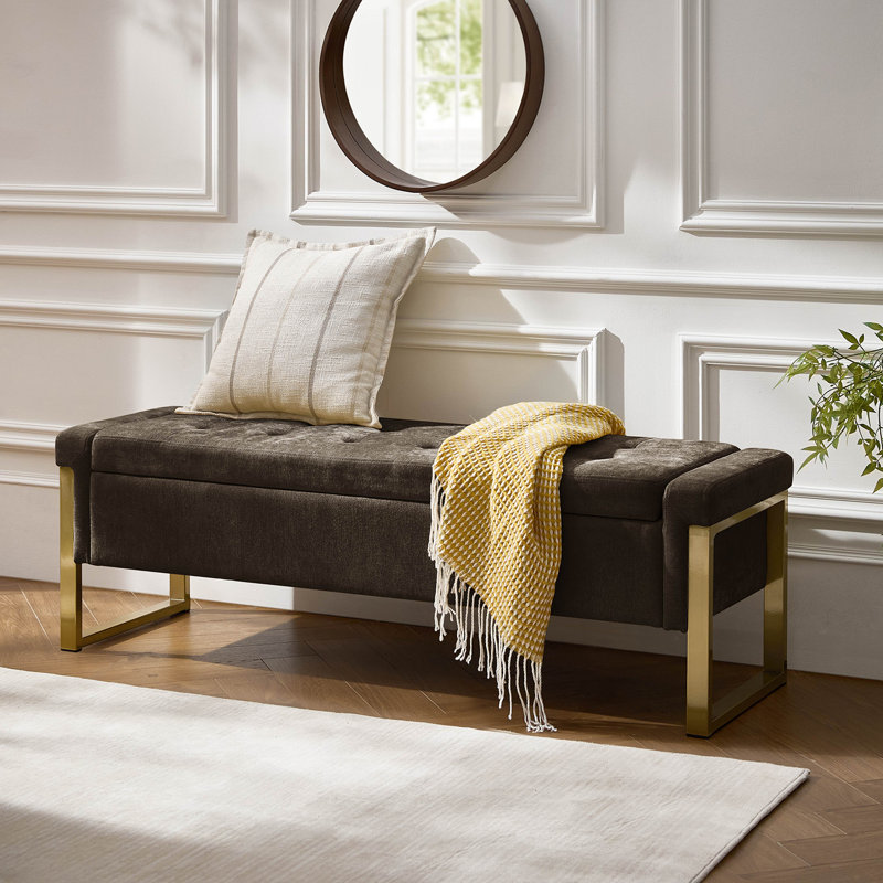 Banc de rangement rembourré Shanieka, Brun