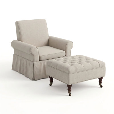 Ensemble de chaise berçante compacte, pivotante, pivotante, berçante et repose-pieds touffeté