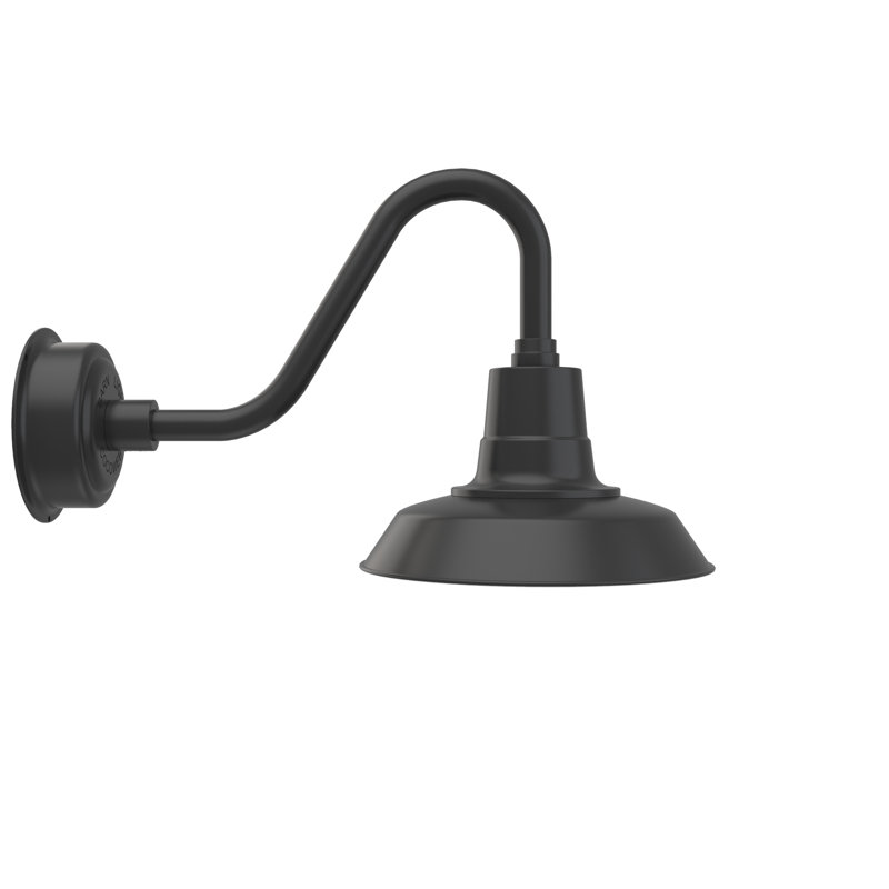 Luminaire de grange d'extérieur à DEL Haleigh, H 14,03 po x l 12 po x p 22,25 po, Noir mat