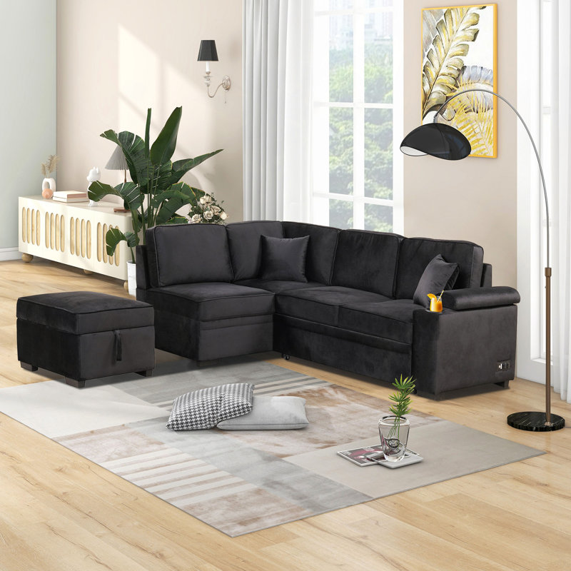 Canapé-lit de 84,75 po, canapé-lit gigogne 2 en 1 avec repose-pieds de rangement pour le salon, le canapé de la chambre à coucher et le petit appartement