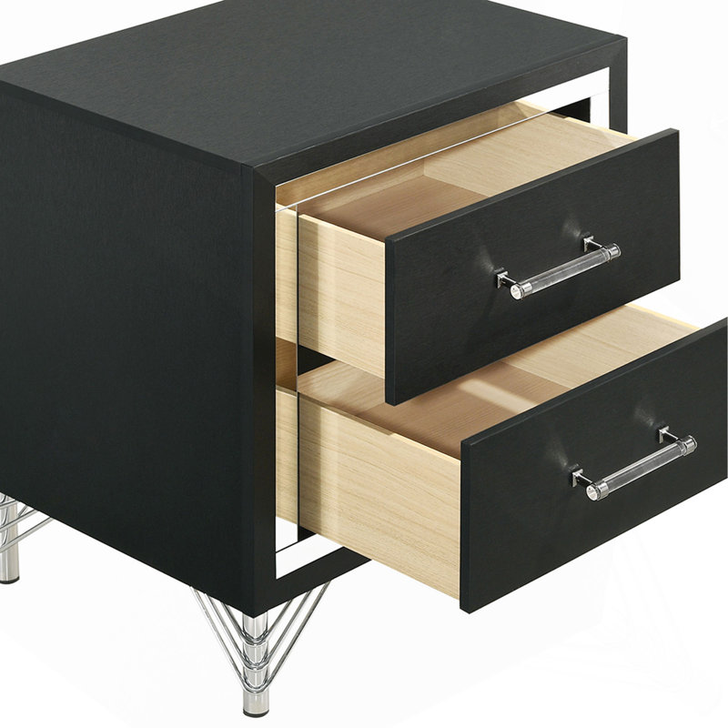 Malcolm Black 2-Drawer Nightstand Bedside Table
