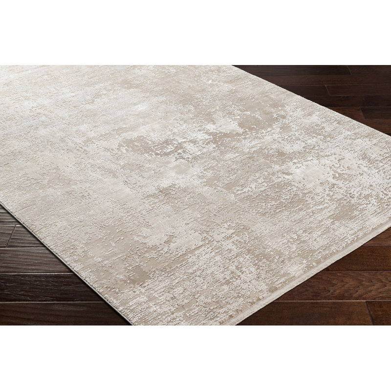 Hilma Abstract Machine Woven Area Rug in Beige/Cream, Rectangle 10' x 14'