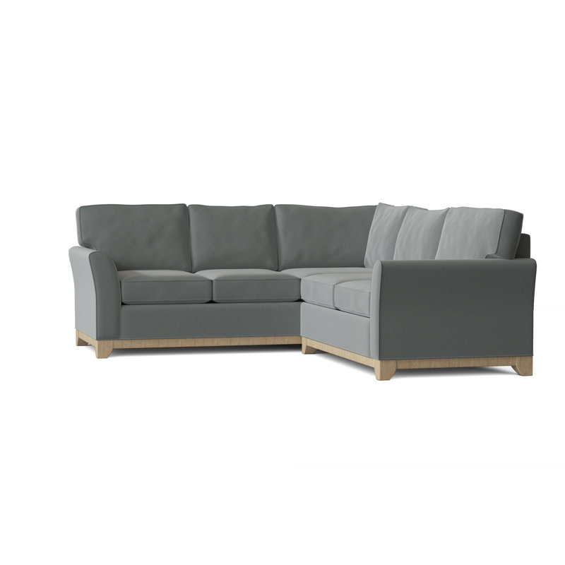 Canapé modulaire en coton de 108 po de largeur Bevins, Merle bleu Marlow, Marron foncé, Accoudoir à droite (vu de face)