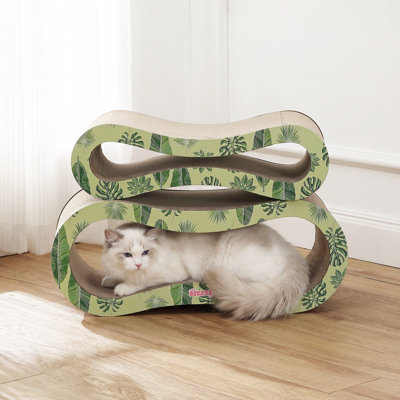 Suvi 26" Modern Cardboard Infinity 2-in-1 Lounge Bed Cat Scratcher with Catnip
