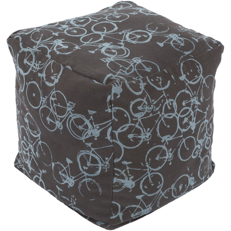 Cube ottoman Gorlest, Noir/bleu ciel