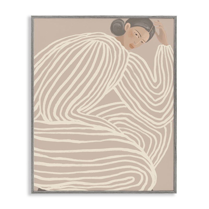 Giclée encadrée, "Minimalist Lady in Stripes", design par Anna Lischenko, Estampe numérique Farmhouse, H 30 po x l 24 po