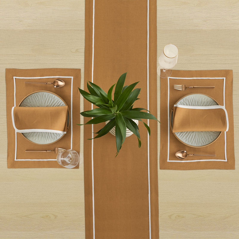 100% Pure Linen Table Runner -kensington, Brown Sugar, 36" x 14"