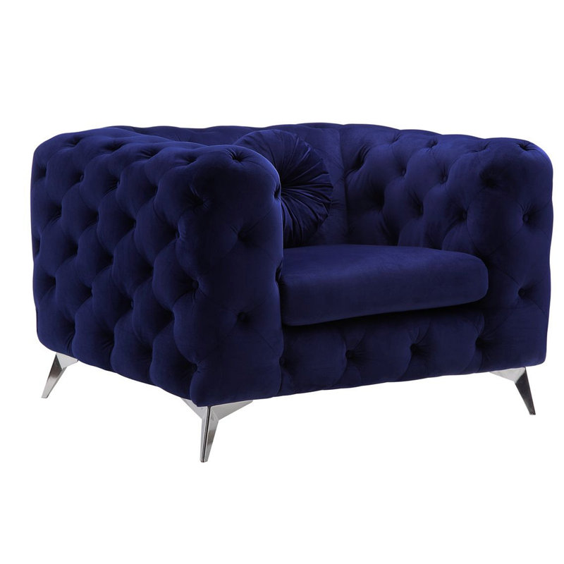 Chaise en velours Atronia, Bleu
