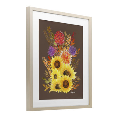 Autumn Sunflowers & Assortment Framed Print Under Glass, design by Hillary Holt
