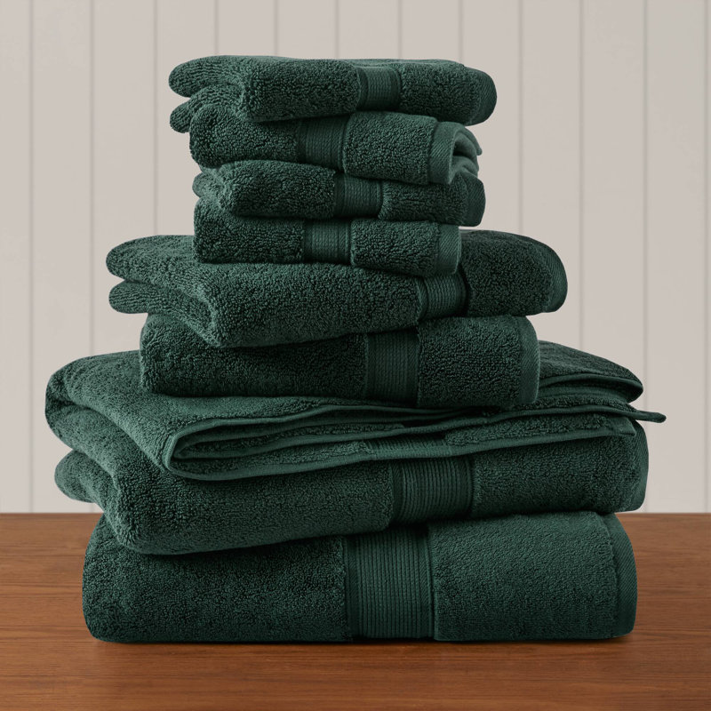 Ensemble de serviettes 100% coton absorbant 800GSM, Vert foncé